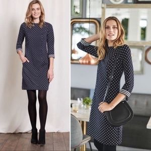 Boden black and white polka dot shift dress